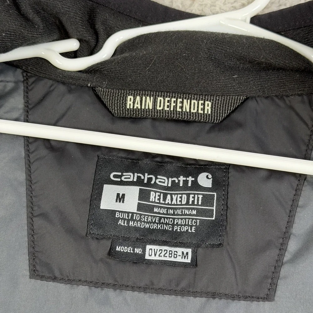 Carhartt Vest Men Medium Black Gilliam Lightweight Rain Defender Relaxed Fit Zip